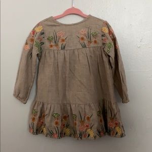 Cute Zara Brown Dress with flower accents